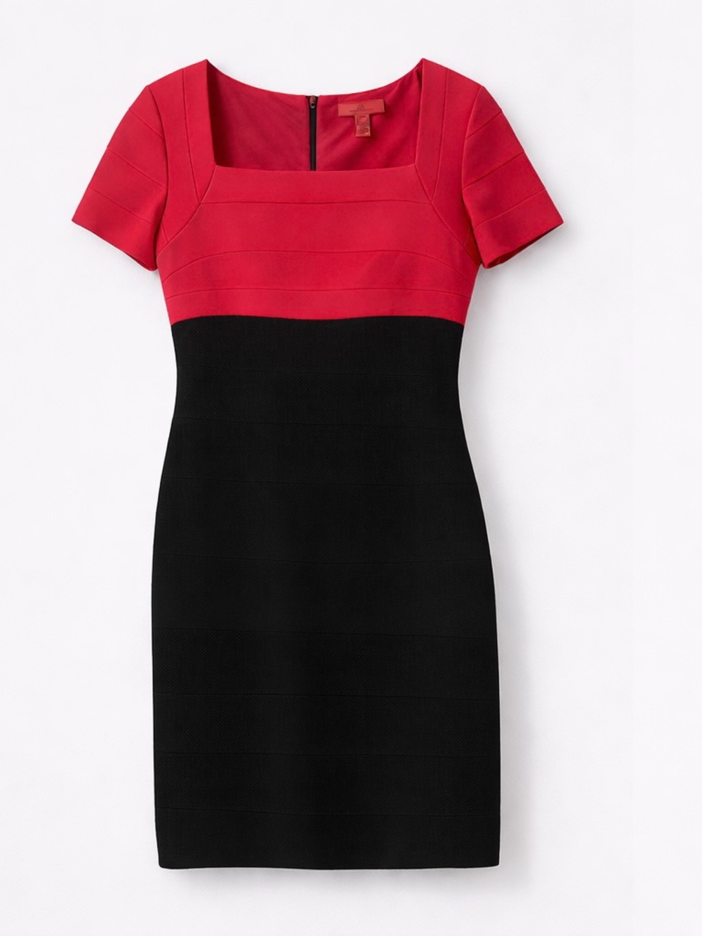 JS Collection Red & Black Colorblock Sheath Dress Size 10 | Work / Cocktail